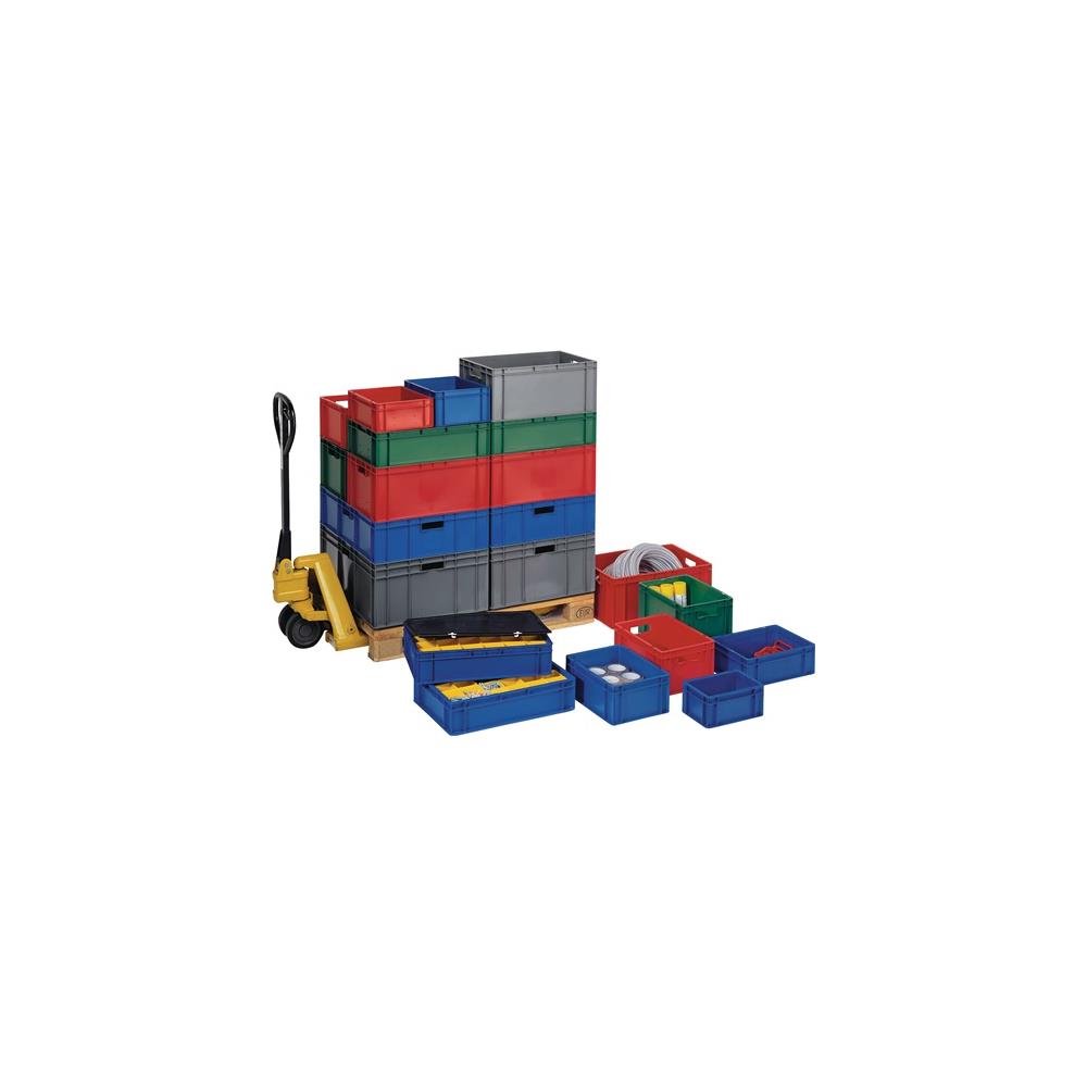 La-ka-pe Transportstapelbehälter L400xB300xH270mm grau PP Durchfassgriff Seitenwände geschlossen