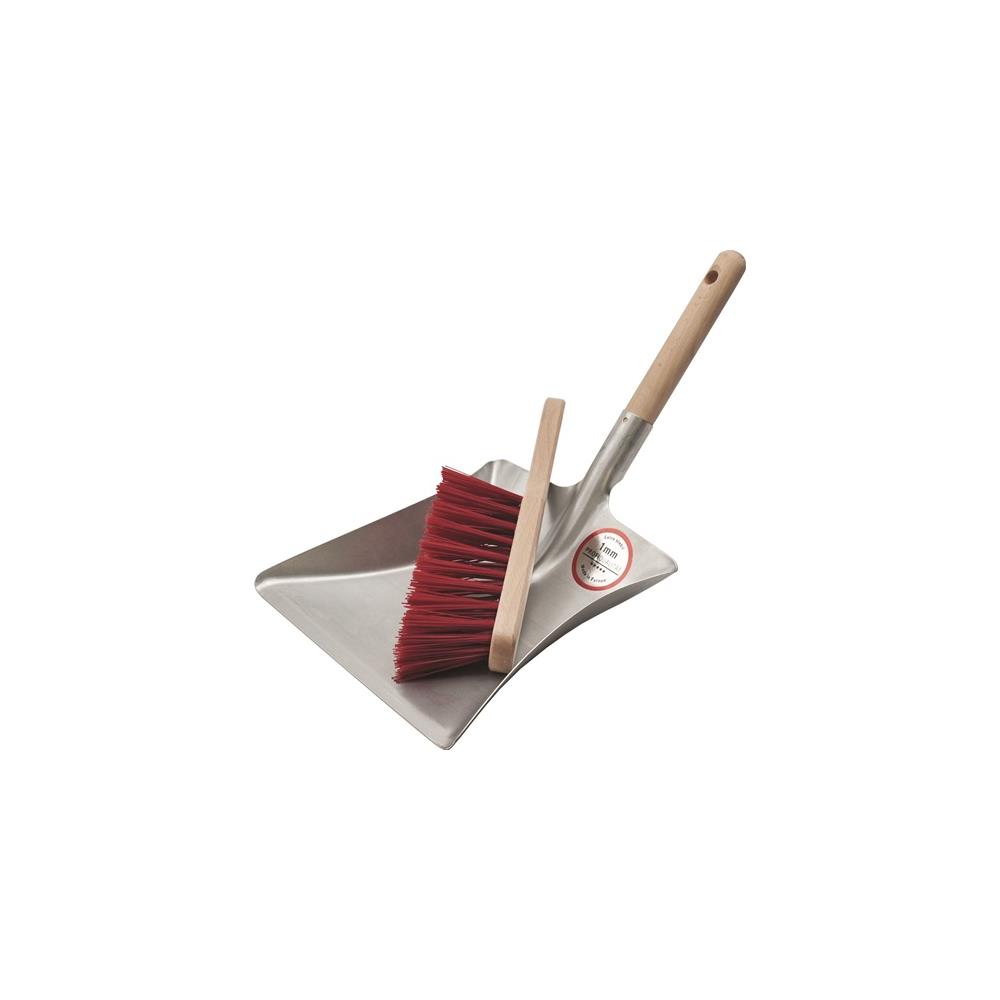 Kehrschaufelset mit Holzgriff Metall Kehrschaufel und Handfeger L230xB240 mm