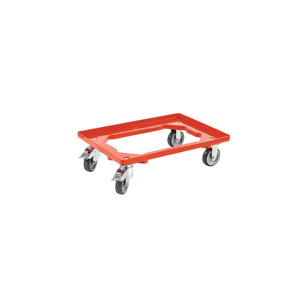 Allit Kistenroller Tragfähigkeit 250 kg Gummi-Bereifung L600xB400mm Kunststoff rot