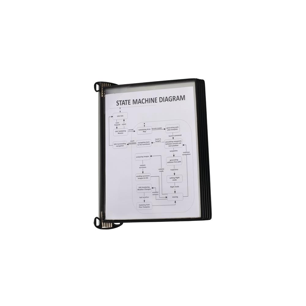 Wandhalter 5 Sichttafeln PP schwarz mit Neodym-Magnetf.DIN A4