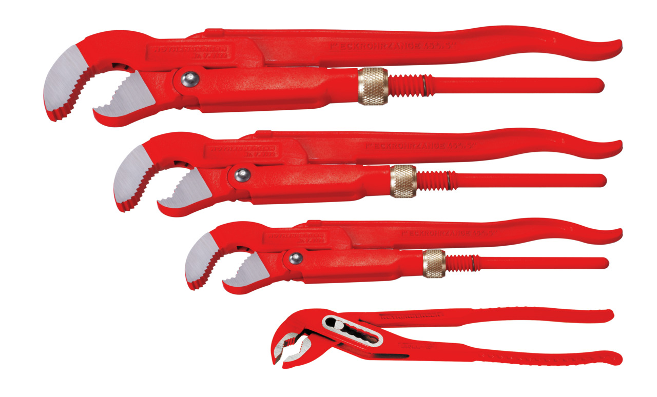 ROTHENBERGER Eckrohrzangenset Profi-Set 4 4-teilig für Rohre 1 - 1,1/2 - 2, 10