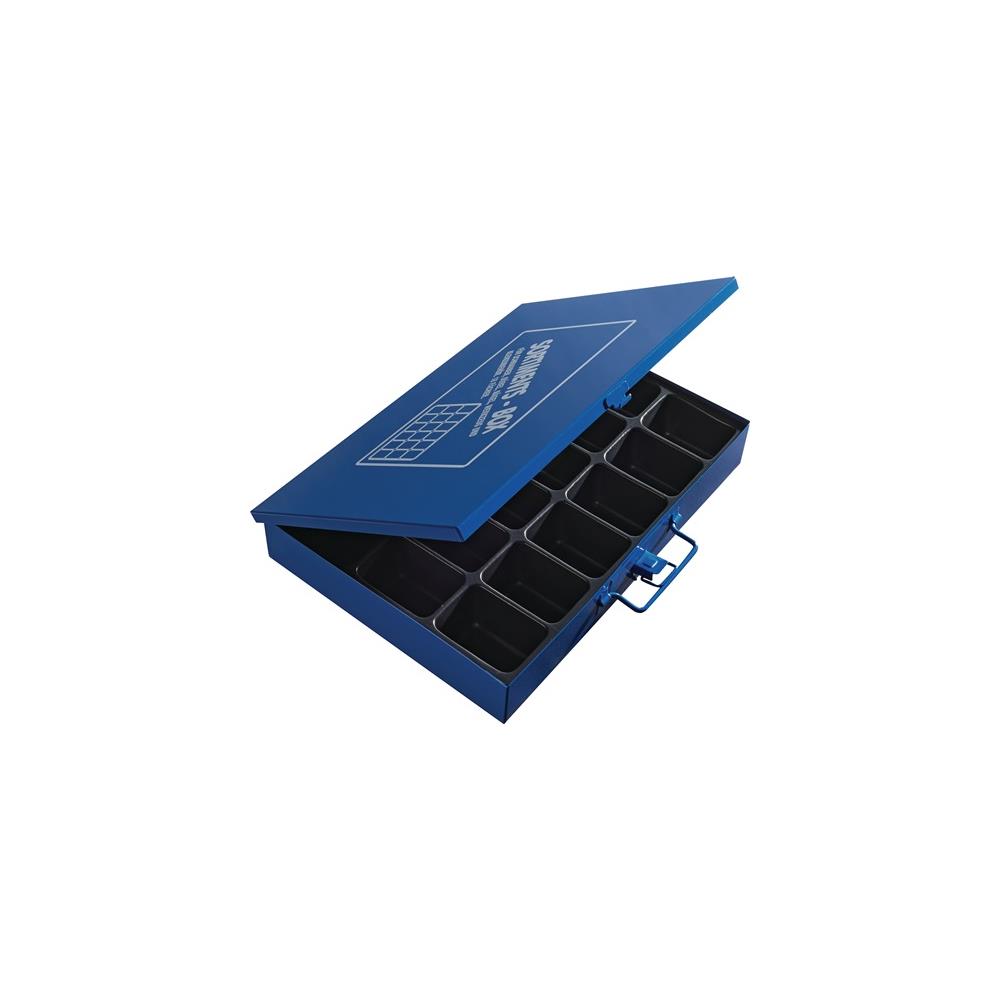 Sortimentskasten B330xT240xH50mm 18 Fächer ohne Beschriftungsschild blau