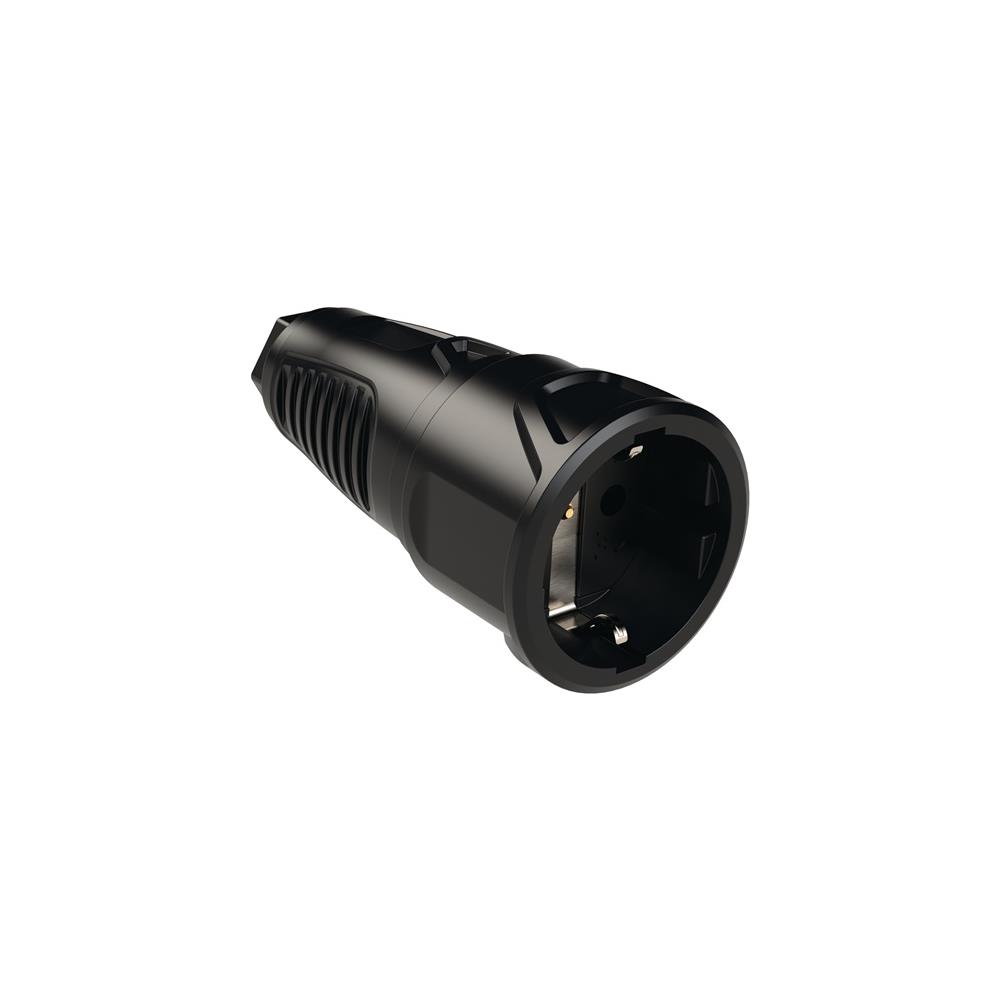 Schutzkontaktkupplung 10-/16~ A 250 V schwarz IP20 Vollgummi