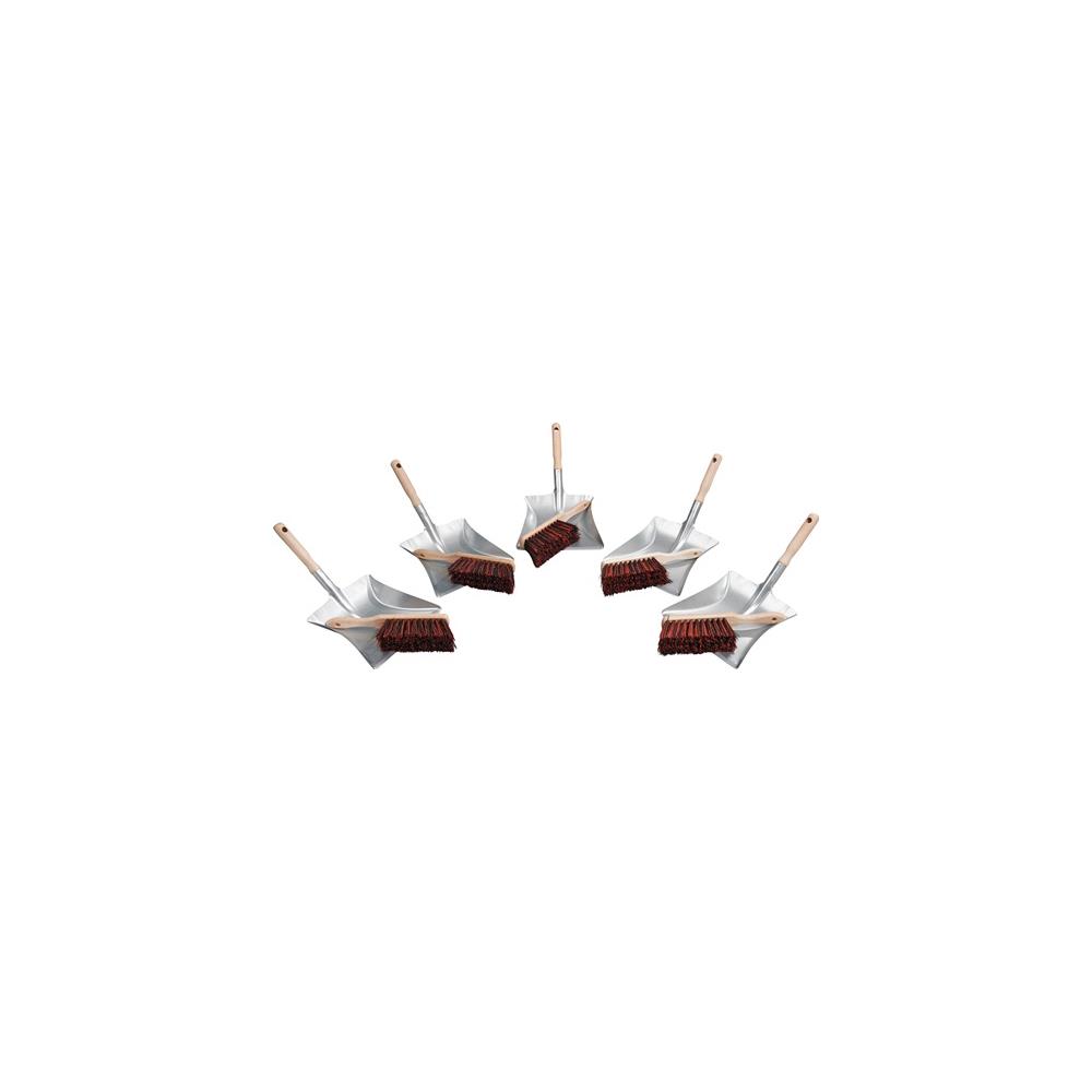 Kehrschaufelset mit Holzgriff 5xArenga/Elastonhandfeger 5xKehrschaufel