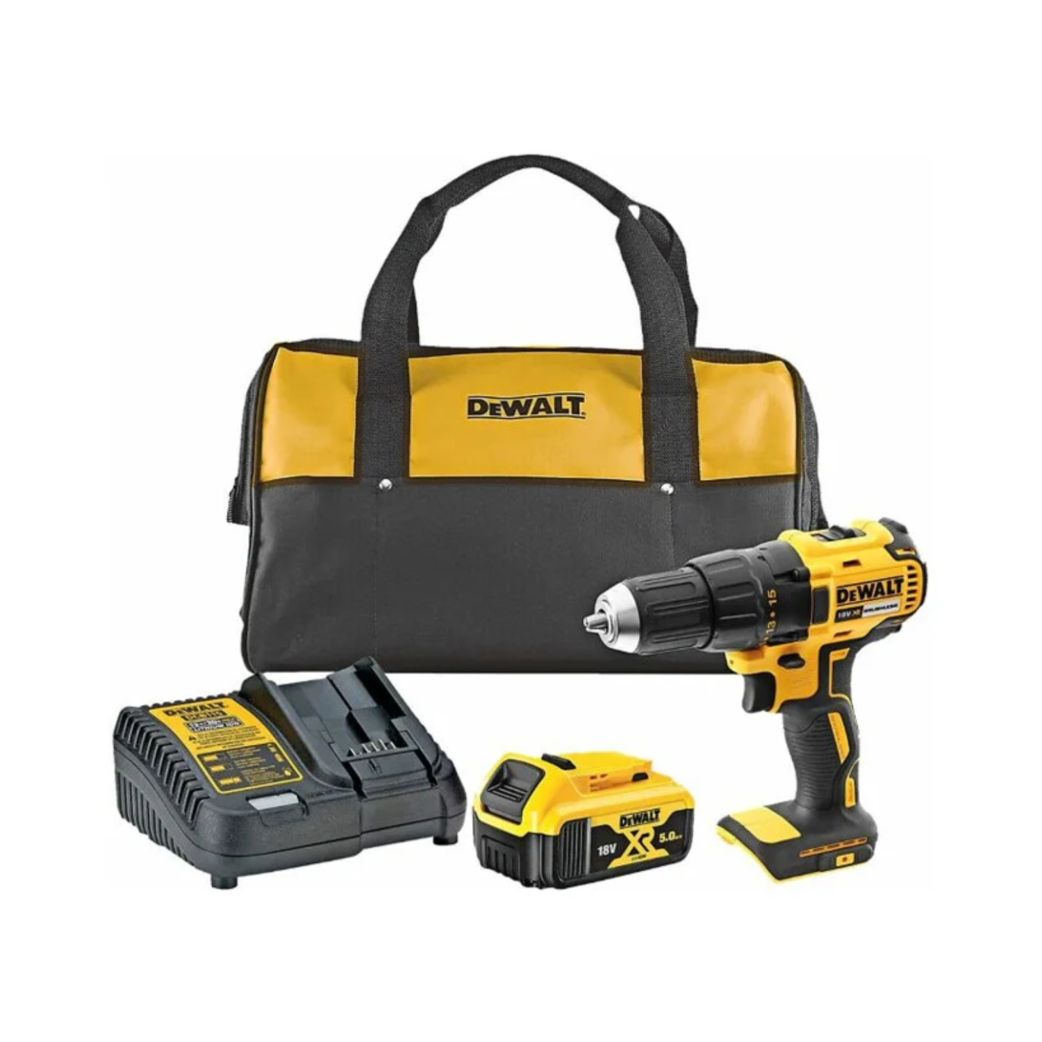 DEWALT Akku-Bohrschrauber DCD777P1, 1x 18V 5,0 Ah und Schnellladegerät in Tasche