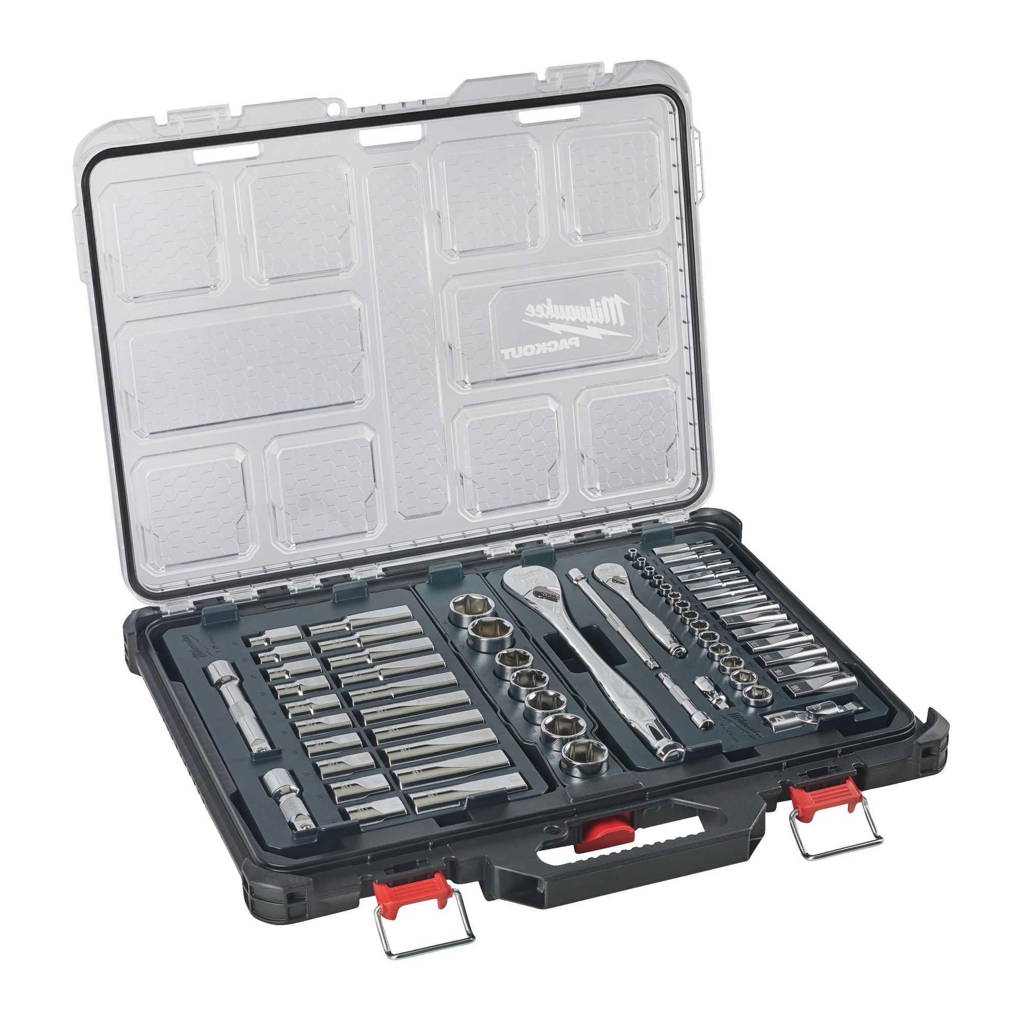 Milwaukee 63-teilig im PACKOUT Organiser Compact Ratschen- und Steckschlüsseleinsatz Set 1/4