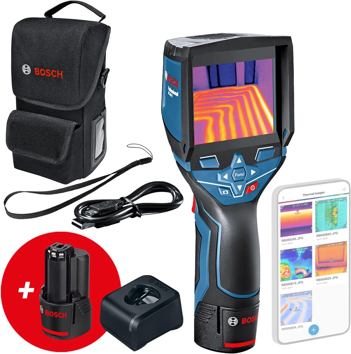 Bosch Wärmebildkamera GTC 400 C Professional, 2x 2,0 Ah und Ladegerät in Tasche