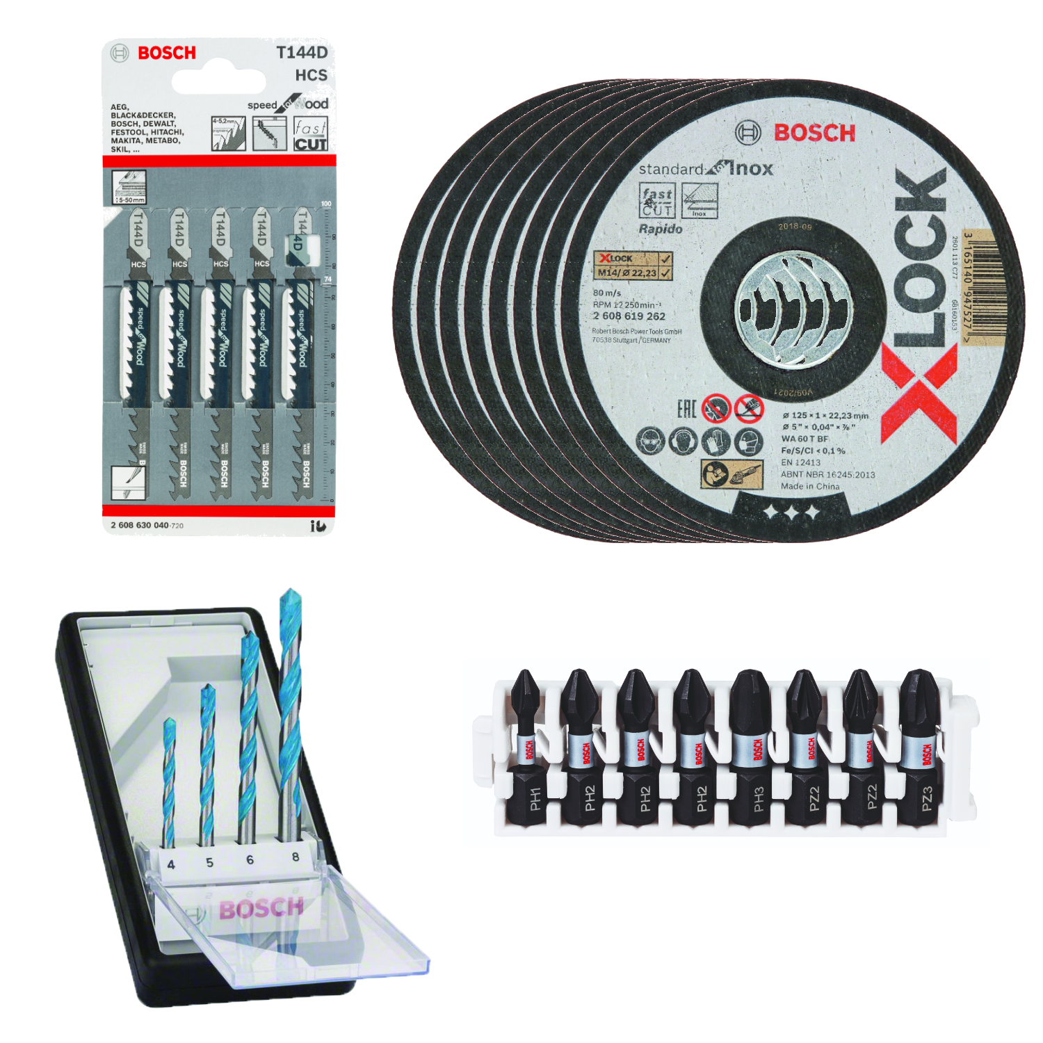 Bosch Zubehör Mitnahmeset - Bohrerset, Bitset, Stichsägeblätter, Trennscheibenset