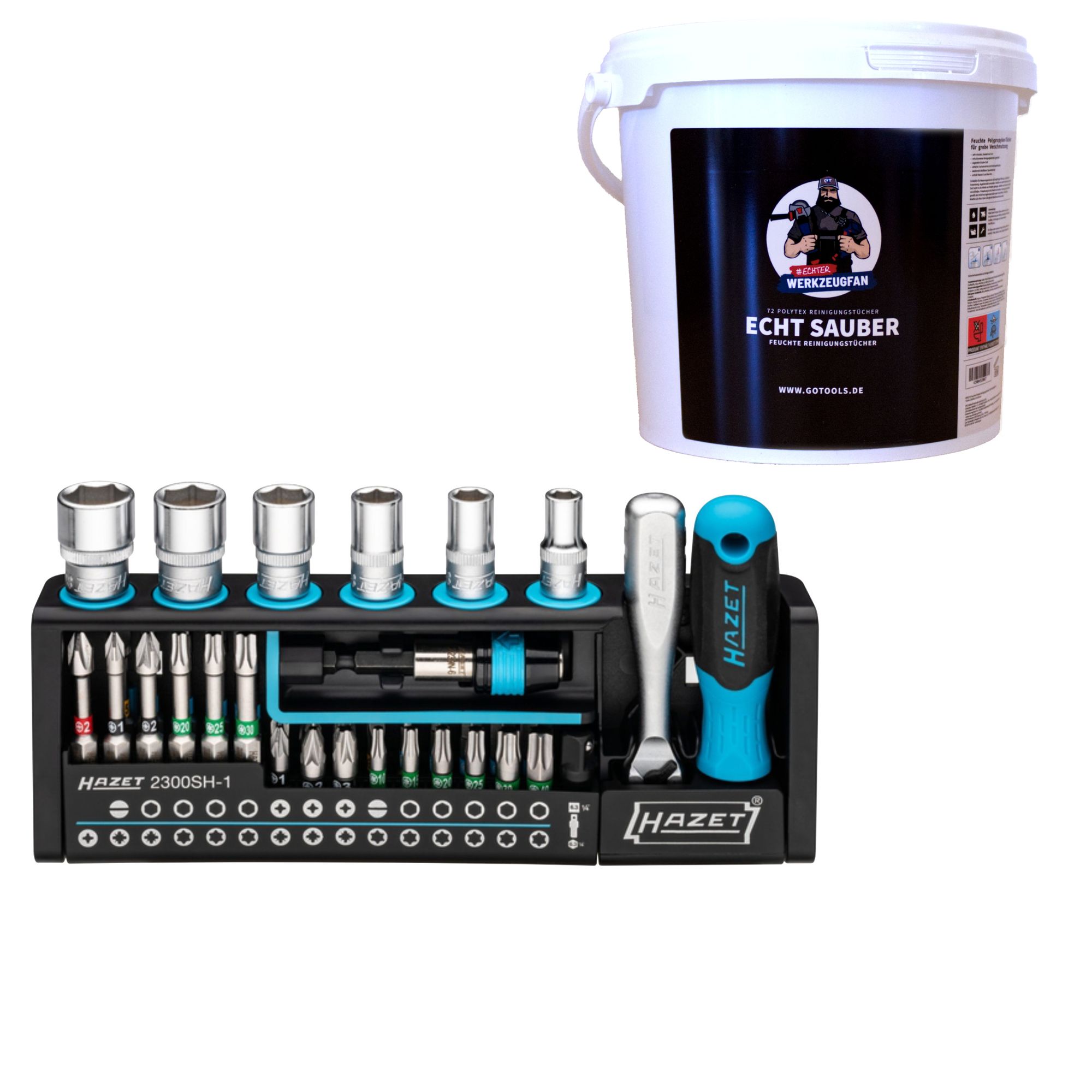 HAZET Bit-/Steckschlüssel-Sortiment Smart Holder 2300SH-1, 39-tlg. & Reinigungstücher