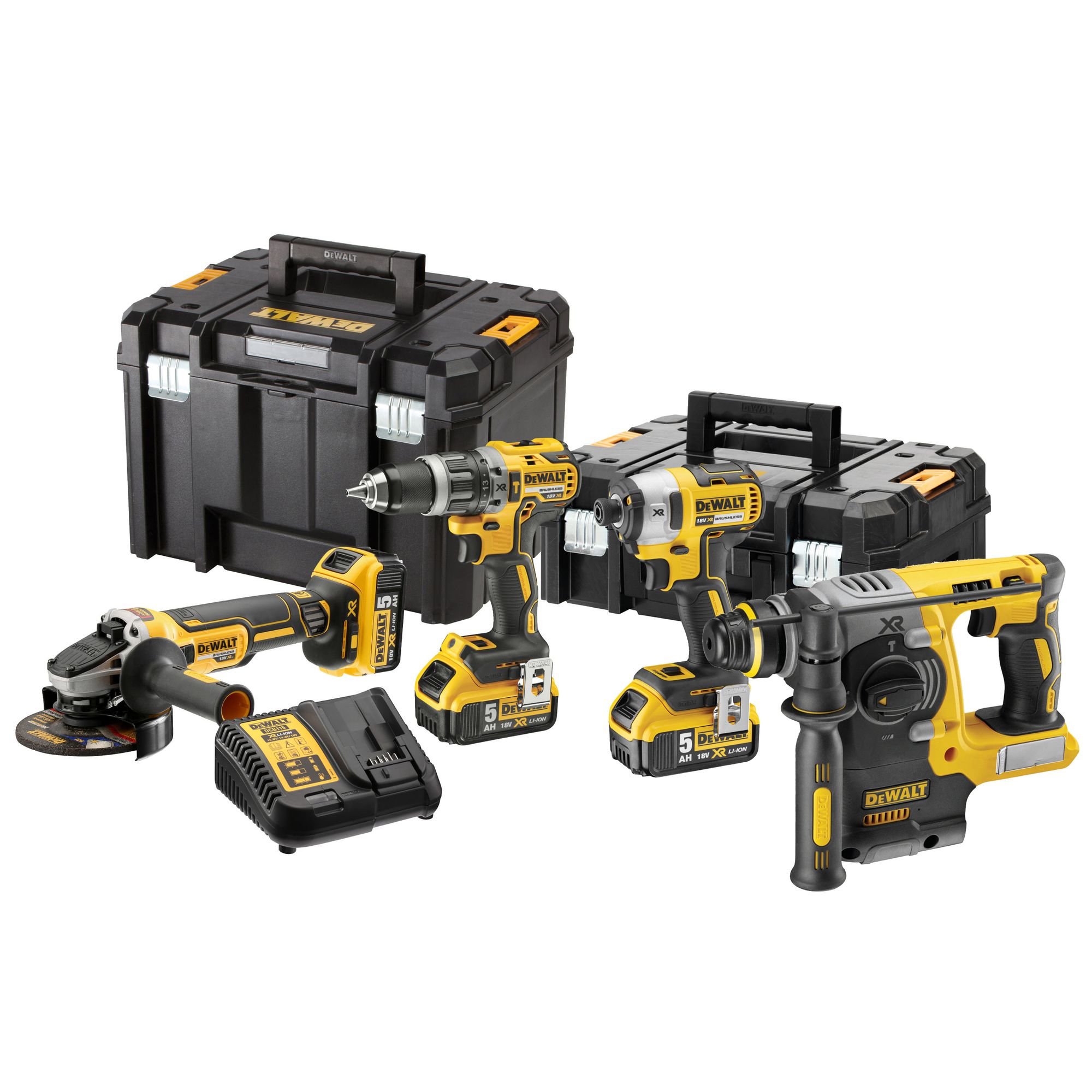 DEWALT Akku-Kombopack DCK422P3T, 18 Volt DCD796 + DCH273 + DCF887 + DCG405 + 3x 5,0 Ah