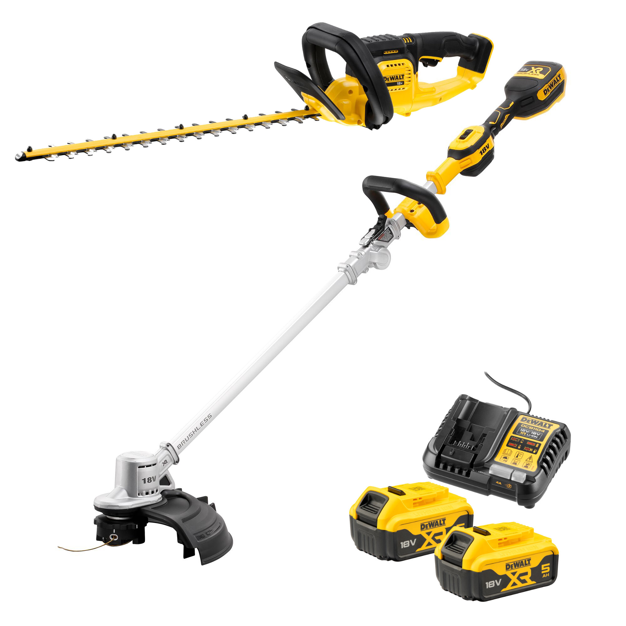 DEWALT Garten-Set DCMHT563N-XJ + DCMST461N-XJ 2x 5,0 Ah + Ladegerät