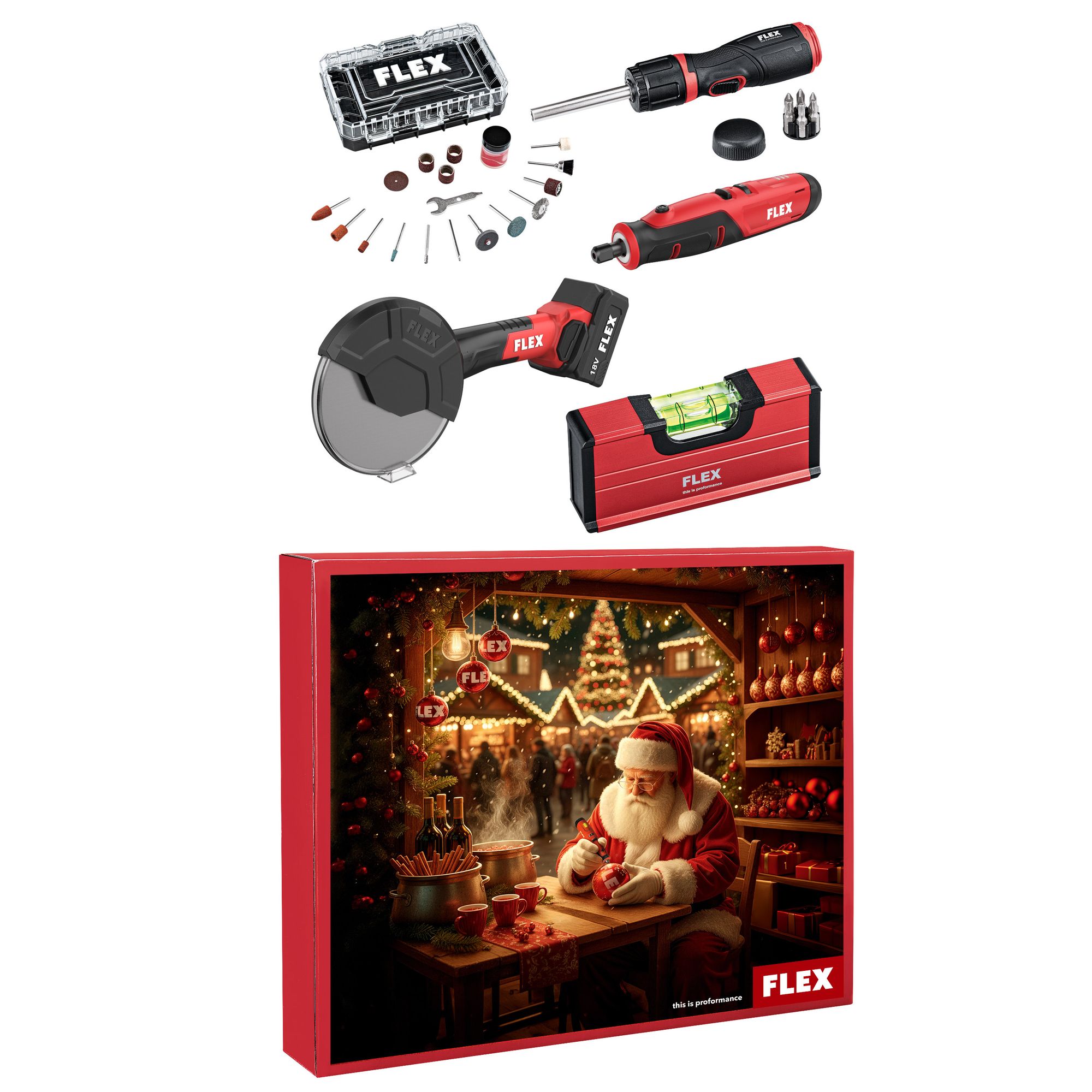 Flex Adventskalender 2026 inkl. Akku-Rotationswerkzeug