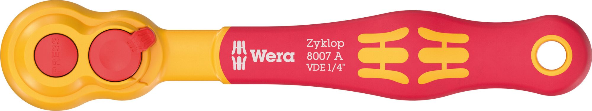 Wera 8007 A Cricchetto VDE Zyklop, isolato, con leva reversibile, con attacco da 1/4