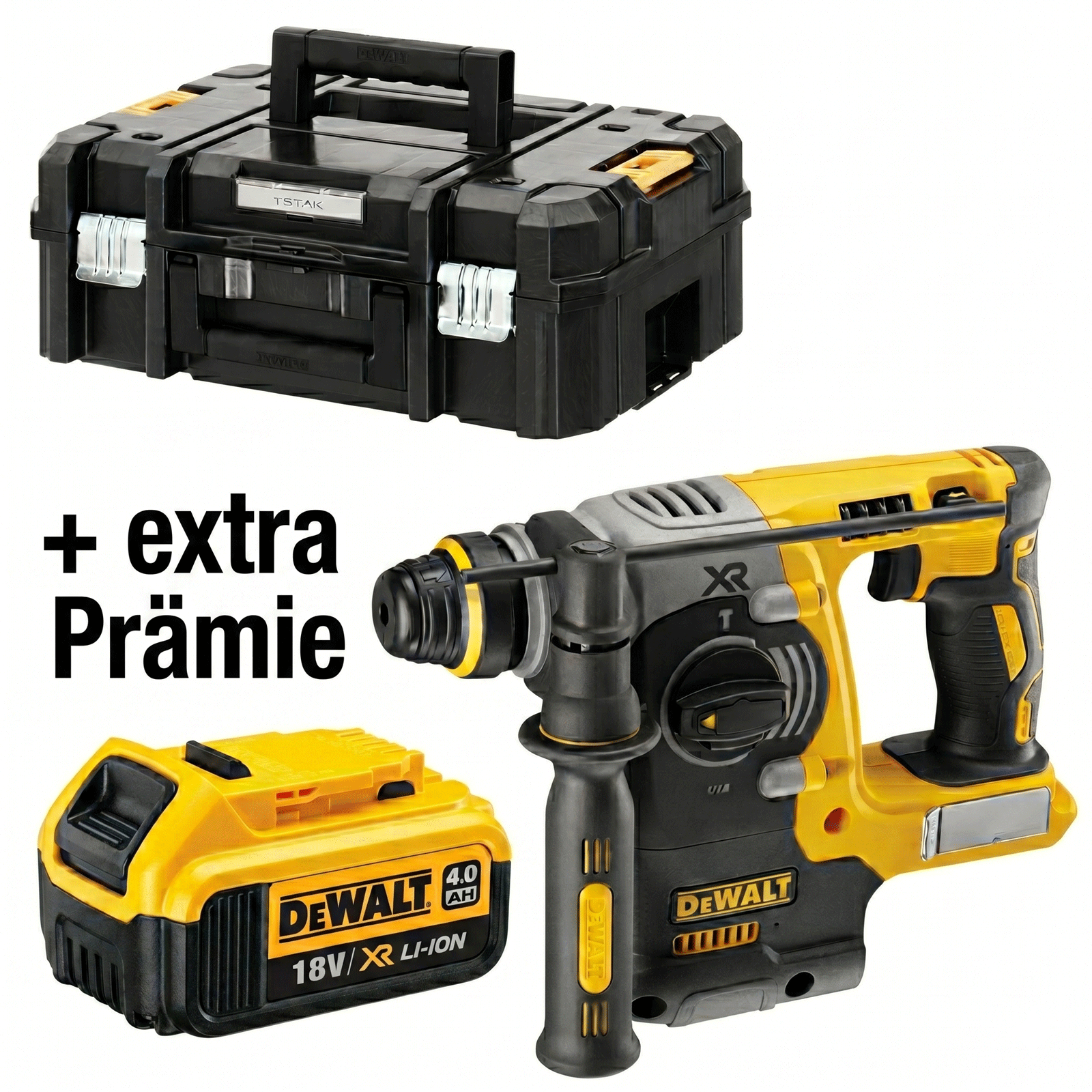 DeWALT Akku-Kombihammer DCH273NT-XJ SDS-Plus ohne Akku ohne Lader in TSTAK-Box + Prämie Akku 18V 4,0 Ah