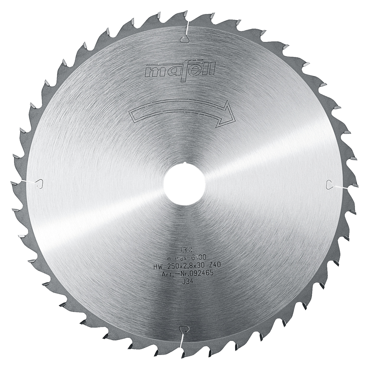 Mafell Sägeblatt-HM, 250 x 1,8/2,8 x 30 mm, Z 40, WZ für universellen Einsatz