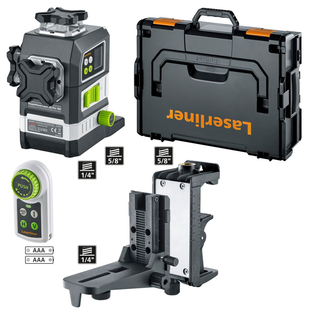 Laserliner 3x360° PowerPlane-Laser 3G Pro Multi-18V ohne Akku, Ladegerät und PowerAdapter in L-BOXX
