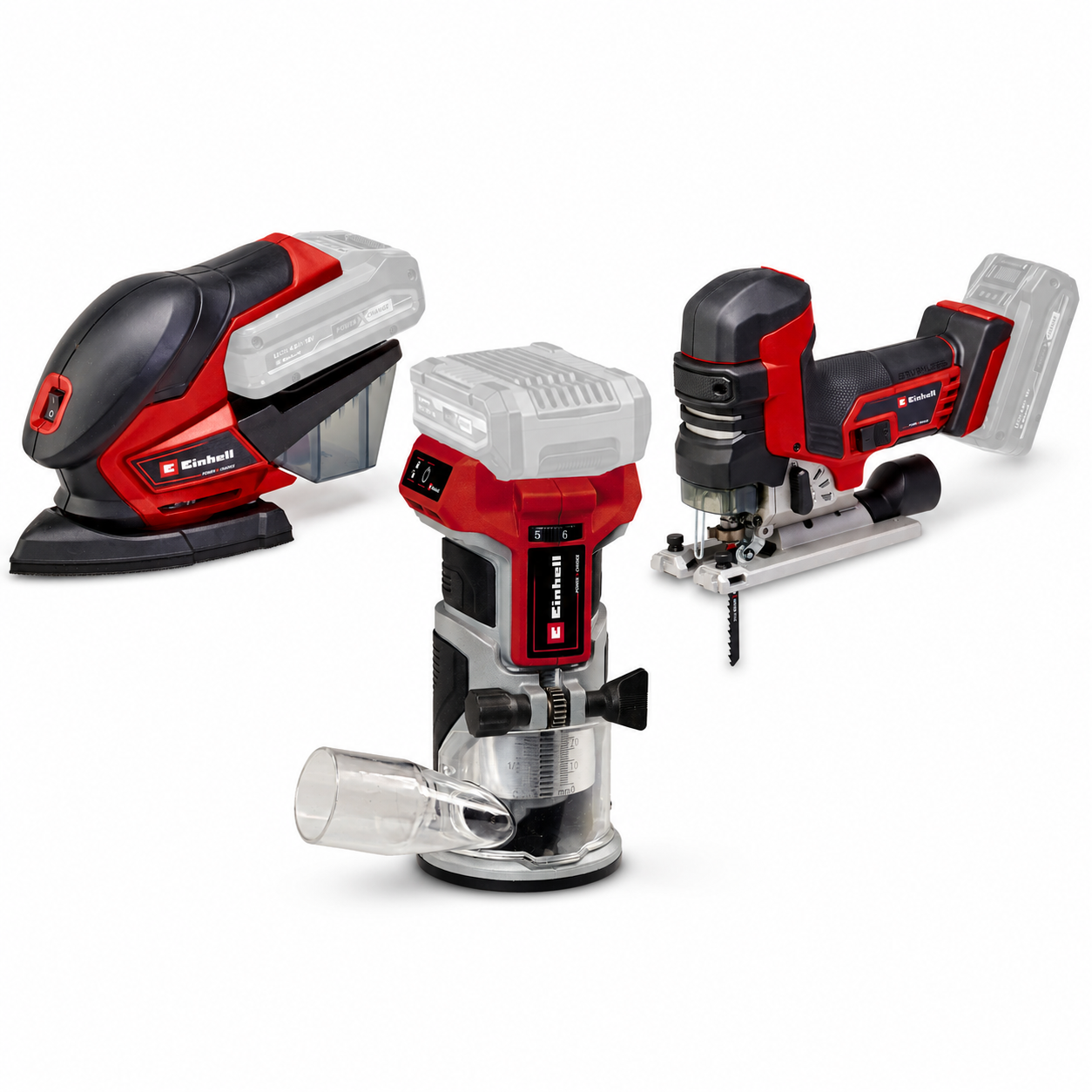 Einhell Maschinen-Set: TP-ET 18 Li BL + TE-OS 18/150 Li + TP-JST 18/135 Li BL, ohne Akku und Ladegerät