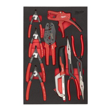 Milwaukee 9-teilige Einlage für Werkstattwagen 36"/46" Zangen, Abisolierer und Sägen Einlage