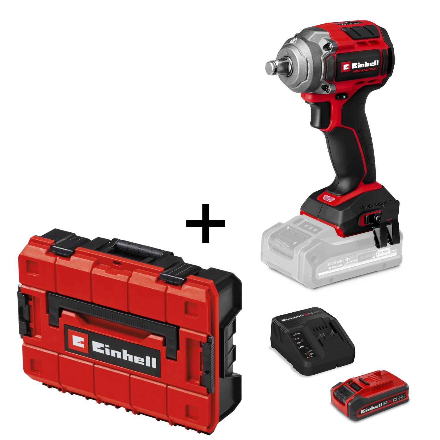 Einhell Professional Akku-Schlagschrauber TP-CW 18/350-C Li BL + 4Ah PLUS PXC Starter Kit + Systemkoffer E-Case S-F
