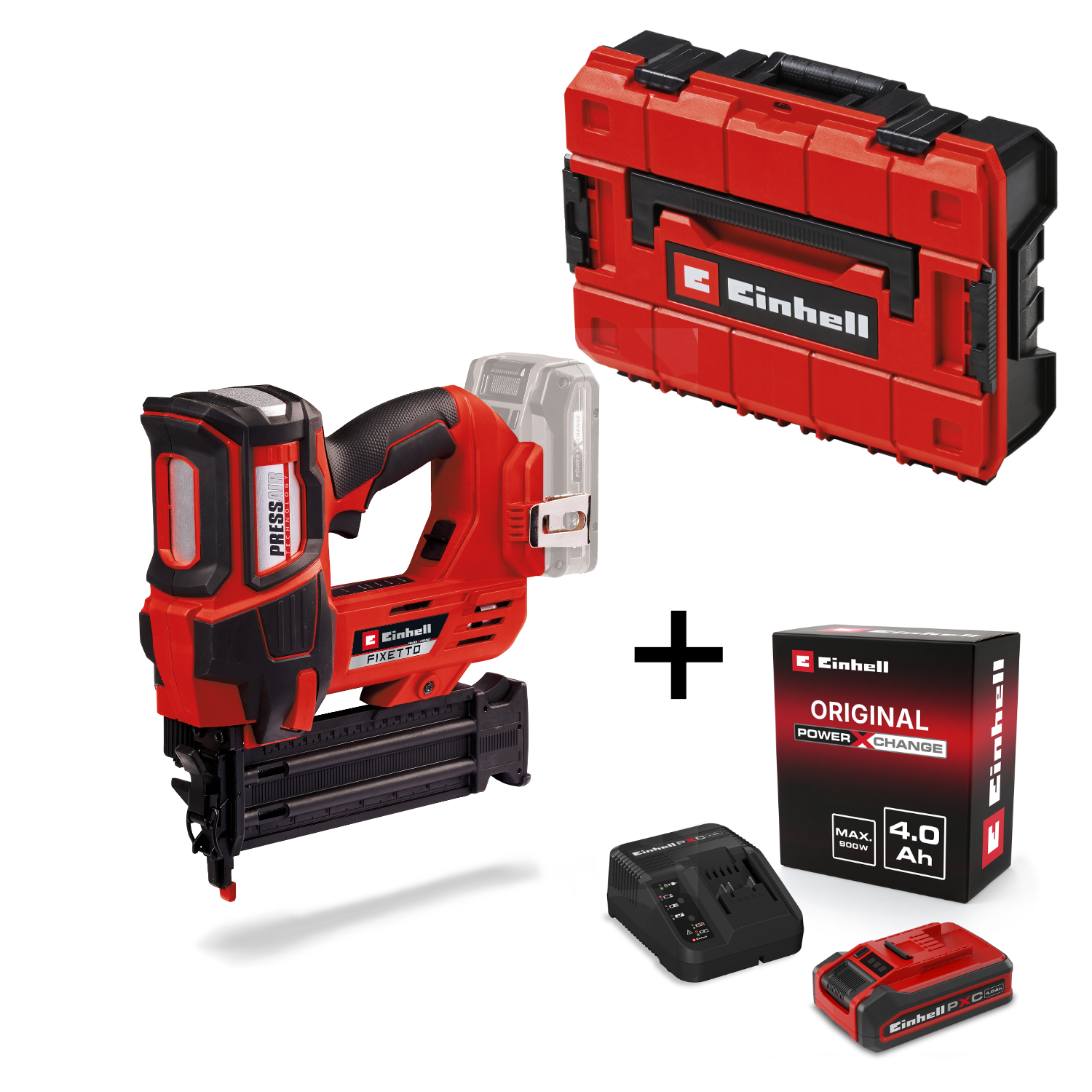 Einhell Professional Akku-Nagler FIXETTO 18/50 N + 4Ah PLUS PXC Starter Kit + Systemkoffer E-Case S-F