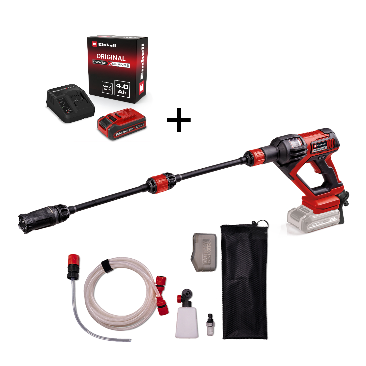 Einhell Akku-Druckreinigerpistole HYPRESSO 18/24-1 + 4Ah PLUS PXC Starter Kit