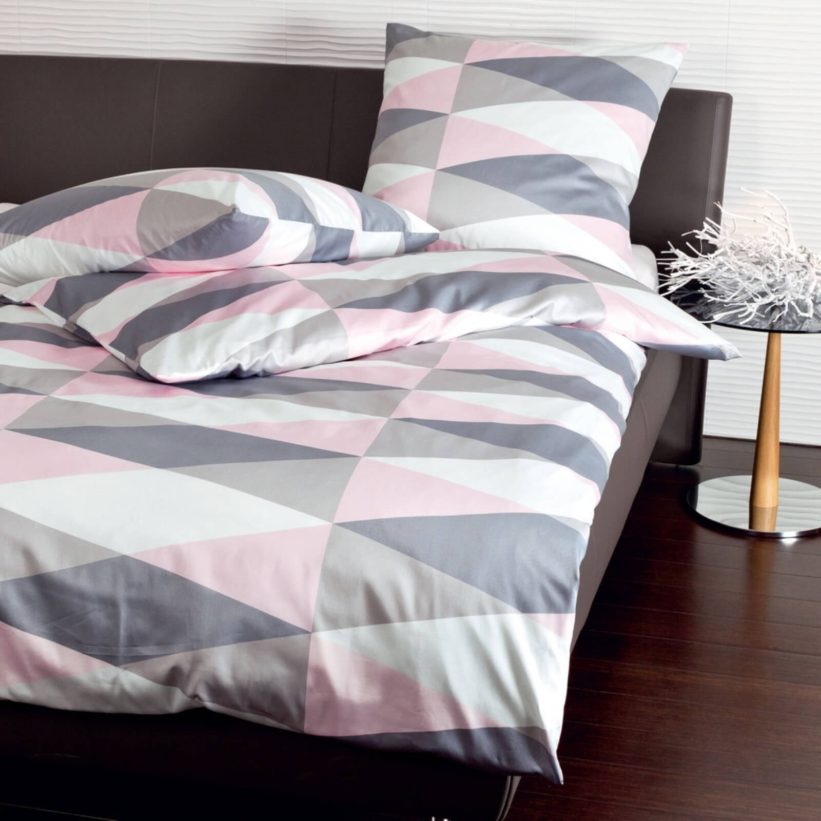 Janine Bettwäsche J.D. 87014 01 Rosa Taupe Grau Mako Satin