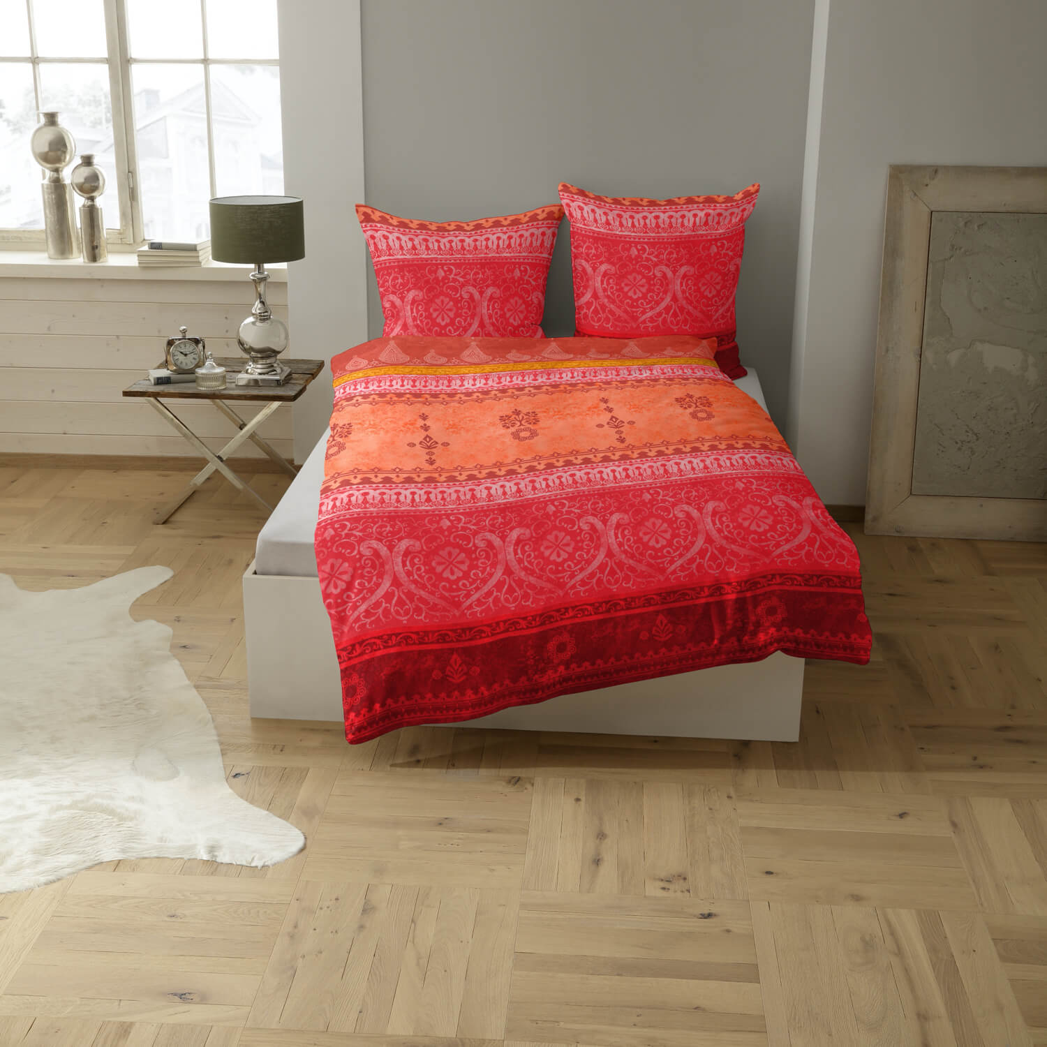 Casatex Bettwäsche Indi Orange Rot Satin