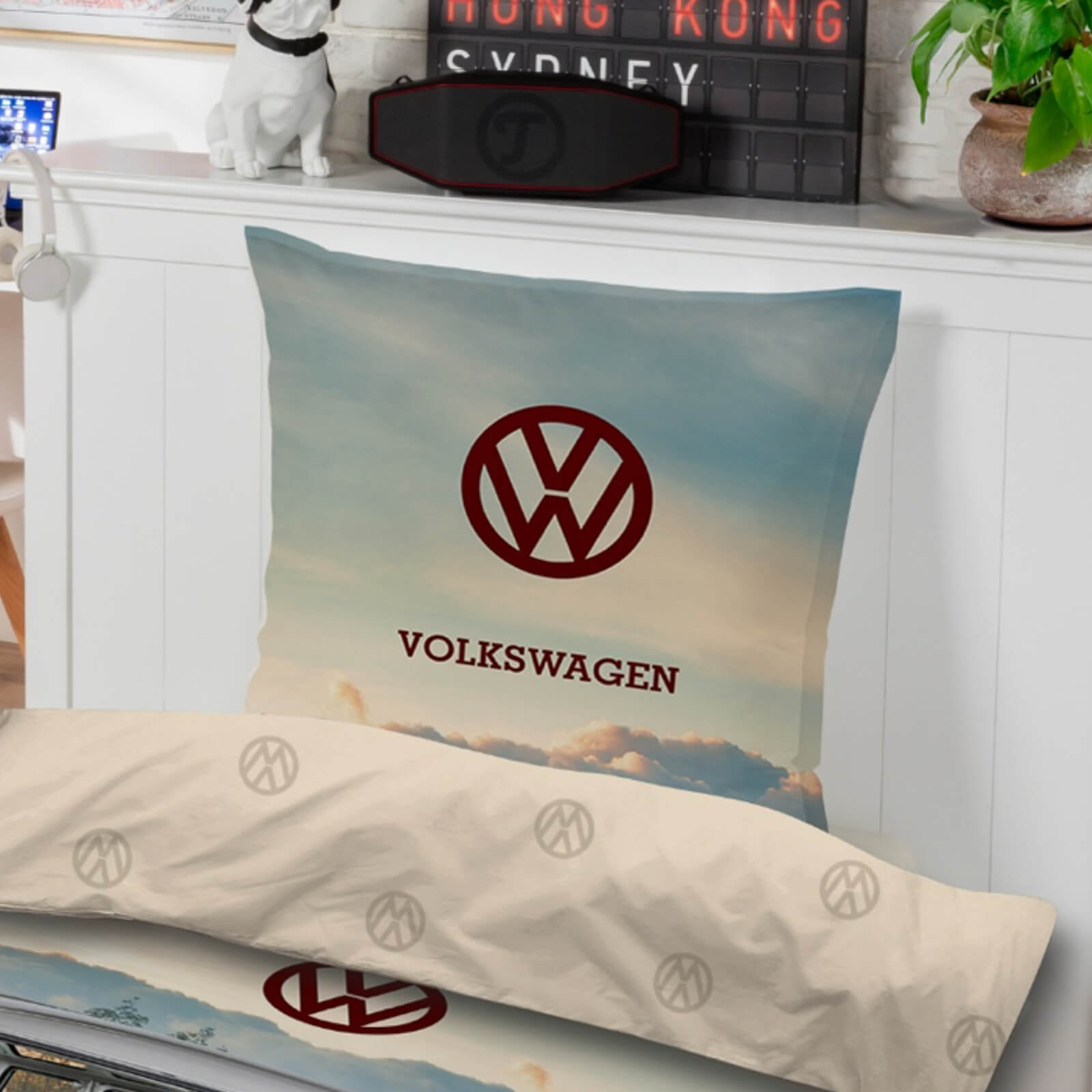 Skybrands Volkswagen Bettwäsche VW Bulli T1 On Tour Rot Renforcé