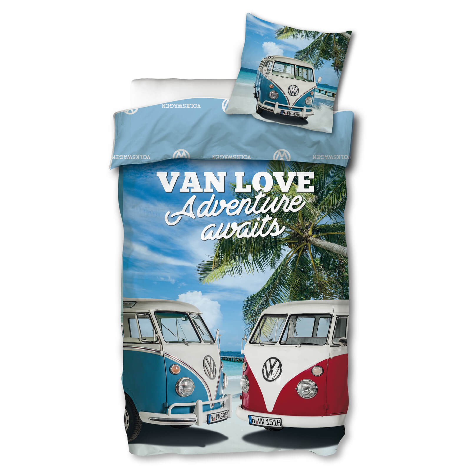 Bettwäsche Strand Oldtimer Skybrands Volkswagen VW Bulli T1 Van Love Renforcé