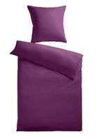 Baumwoll-Satin Bettwäsche Uni 80 x 80 + 135 x 200 cm, Farbe pflaume