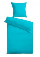 Baumwoll-Satin Bettwäsche Uni 80 x 80 + 135 x 200 cm, Farbe aqua
