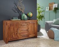 Sheesham Massiv Sideboard 118,5 x 40 cm montiert - Massivholz