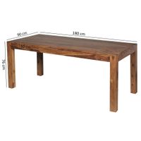 WOHNLING Design Esstisch Massiv 180 x 90 x 76 cm Sheesham Massivholz