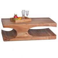 Akazie Massivholz Couchtisch mit Ablagefächern 118 x 70 cm