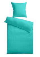 Baumwoll-Satin Bettwäsche Uni 80 x 80 + 155 x 200 cm, Farbe aqua
