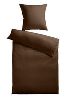 Baumwoll-Satin Bettwäsche Uni 80 x 80 + 155 x 220 cm, Farbe braun