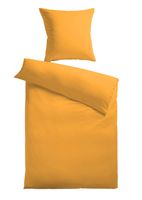 Baumwoll-Satin Bettwäsche Uni 80 x 80 + 155 x 220 cm, Farbe gelb