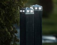 Solar-LED-Edelstahl-Pfostenabdeckung 2er-Set 71 x 71 mm