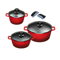 Aluguss Kochtopfset 3/6-teilig ROT