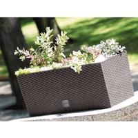 2in1 Design-Pflanzkasten in Rattanoptik, ca. 60 x 25 x 46 cm - Dunkelbraun