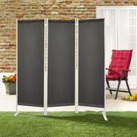 3tlg. Paravent Stellwand aus Polyester, ca. 150 x 156 cm - Anthrazit