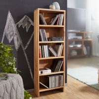 CD Regal Massivholz Akazie Standregal 90 cm hoch 5 Fächer Bücherregal natur Landhaus-Stil