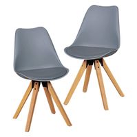 2er Set Retro Esszimmerstuhl grau | Polsterstuhl Skandinavisch Rückenlehne | Küchenstuhl 