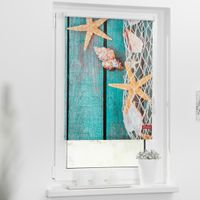 Rollo Klemmfix, ohne Bohren, blickdicht, Bretter Beach - Petrol, 80 x 150 cm (B x L)