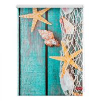 Rollo Klemmfix, ohne Bohren, blickdicht, Bretter Beach - Petrol, 80 x 150 cm (B x L)