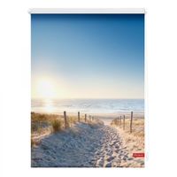 Rollo Klemmfix, ohne Bohren, blickdicht, Ostseestrand - Blau, 90 x 150 cm (B x L)