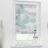 Rollo Klemmfix, ohne Bohren, blickdicht, Wolken - Blau, 120 x 150 cm (B x L)