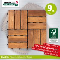 9er-Set Massivholz-Klickfliese aus Akazienholz, ca. 30 x 30 x 2,4 cm - Braun 