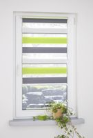 Klemmfix Duo-Rollo mini dreifarbig 160 x 100 (H x B) grün/grau/weiß