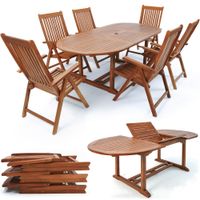 Casaria Garten-Sitzgruppe Vanamo 7-tlg. Eukalyptusholz